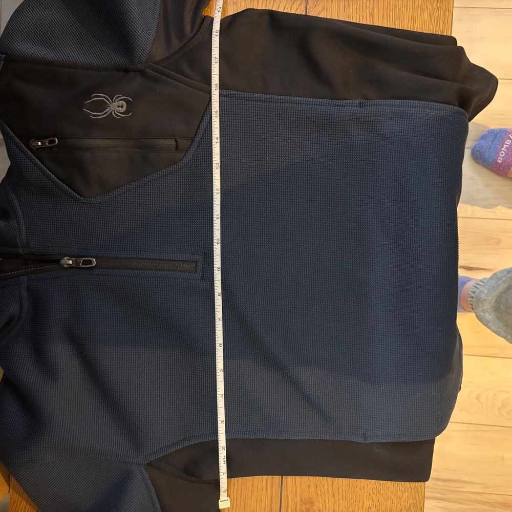 Spyder Men Size Small Blue Black 1/4 Zip Fleece Pullover Athletic Jacket - Picture 4 of 6